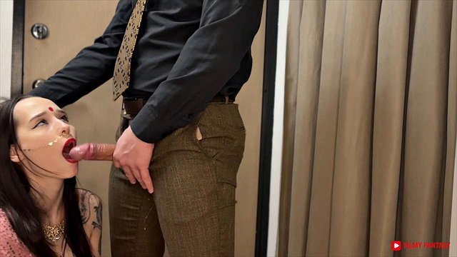 Brunette Longhair in Uniform Gives Blowjobs for Cash