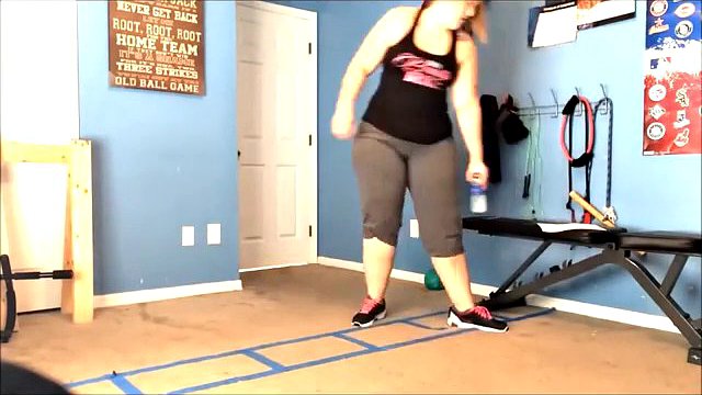 Chubby girl working out to lose weight