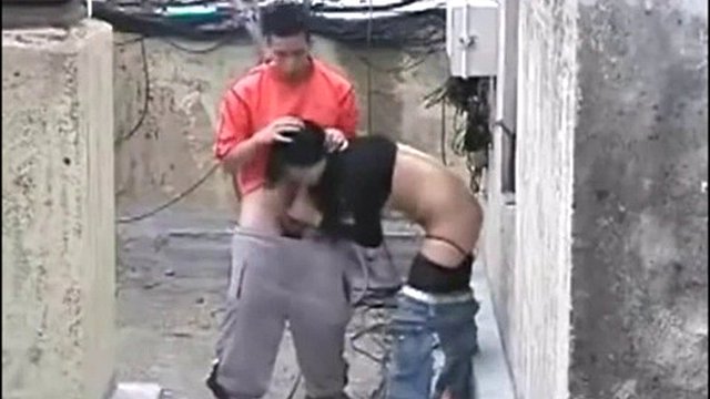 Spying on my girlfriend fucking with her best friend on the terrace