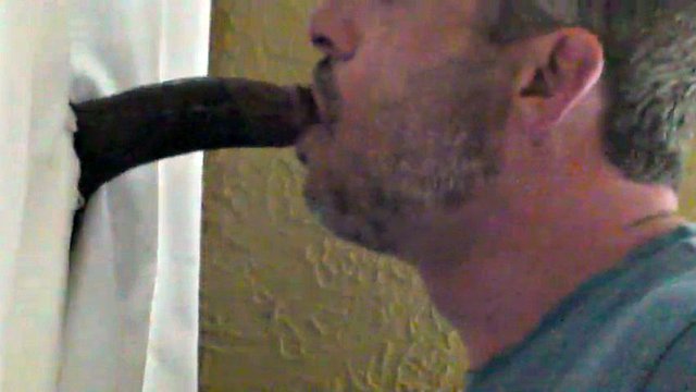 He really likes that giant glory hole pecker