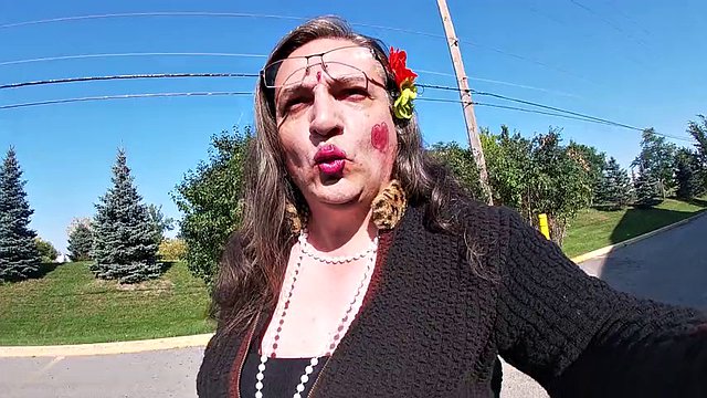 Dirty mature sissy crossdresser outdoor sunbathing flashing horny as hell wants to get caught