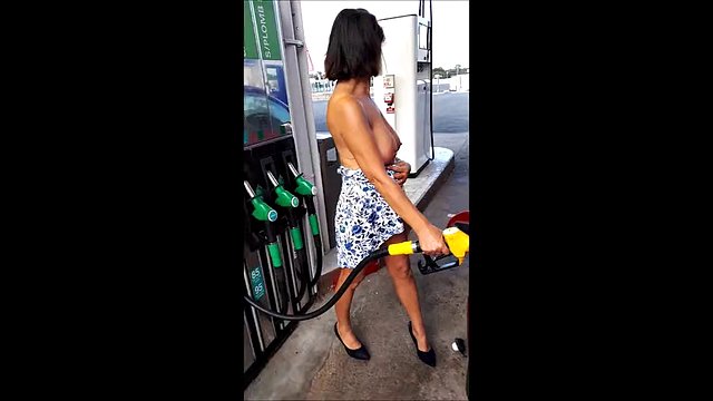 Noémie at the gas station