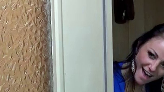 French milf with short hair analyzed in the kitchen