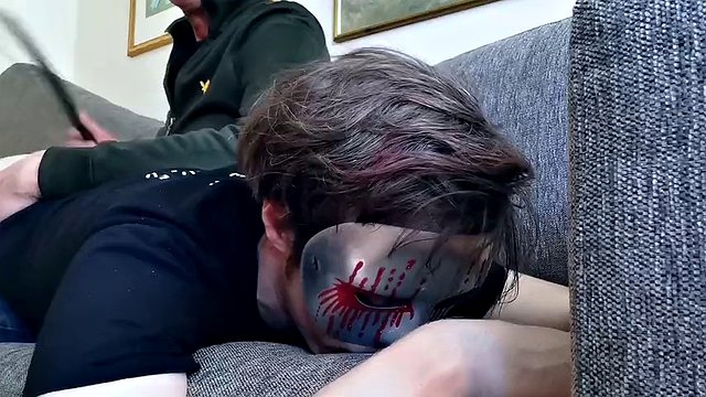 Amateur boy receives his first caning