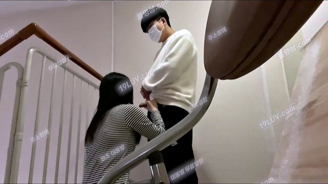 5007 Couple having sex on the rooftop stairs of an apartment 1 Korean Tele UBE892