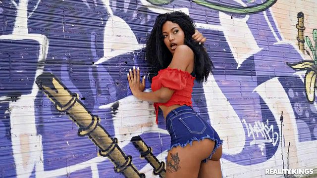 Busty Ebony Tina Fire Pounds the Photographer