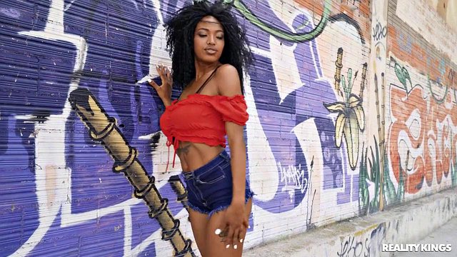 Busty Ebony Tina Fire Pounds the Photographer