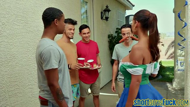 Horny latina MILF pounded by 2shortguys