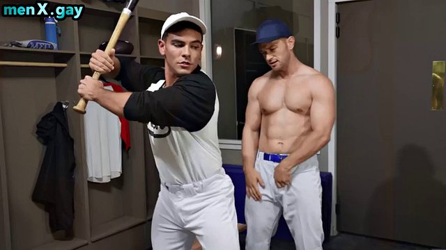 Manly trainer bareback fucks locker room stud till cumshot
