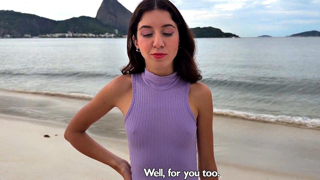 Skinny Brunette Teen Snags Public Pickup for Hearty Lunch and Glorious Outdoor Fuck