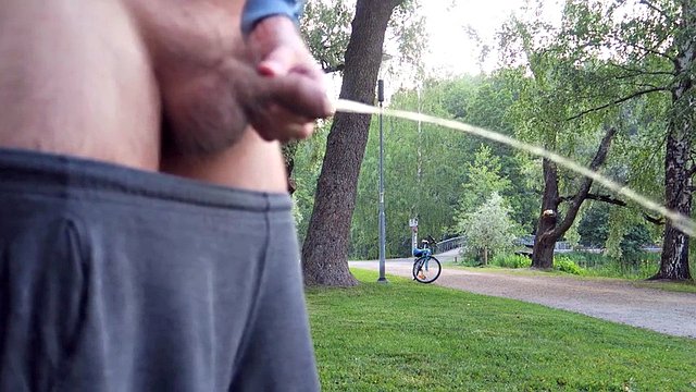 Hairy uncut cocks little morning walk and piss