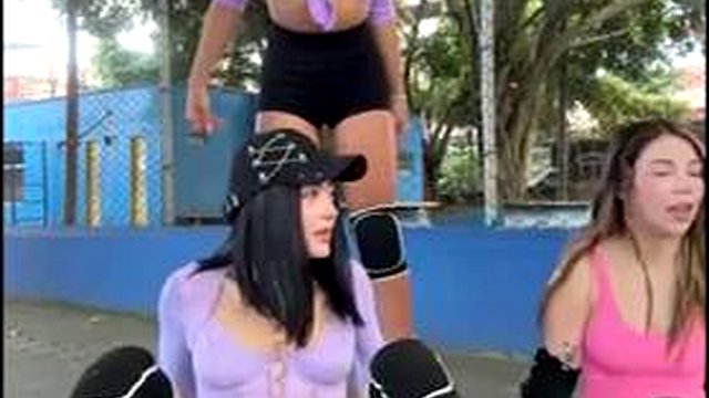 Naughty Latinas Flash Tits in Public - Before Lesbian Threesome with Dripping Pussies: Porn