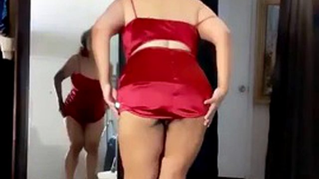 I put on a red dress, no panties and no bra! 67 year old mature woman