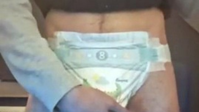 A big boy wets his diaper