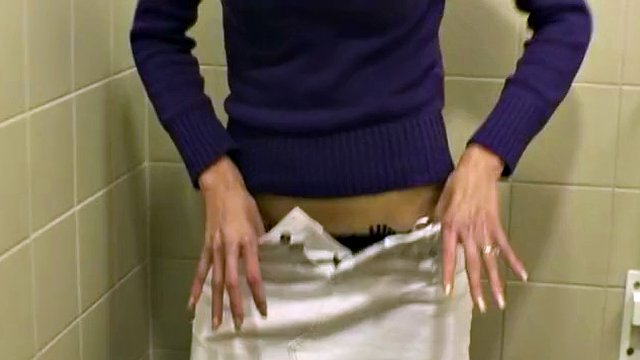 Fucking in the public toilet with a sexy chick